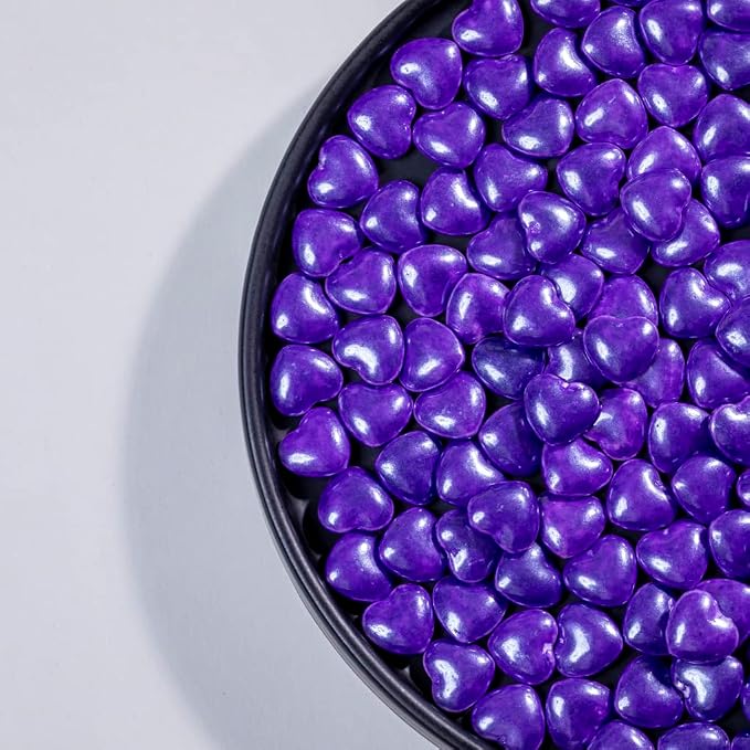 Purple Sprinkles Heart-shaped Cake Sprinkles 130g 4.6OZ,Cookie Sprinkles for cake decoration,Sugar Pearl, Edible Candy Pearls for Cake Cupcake Decorationg (Purple)