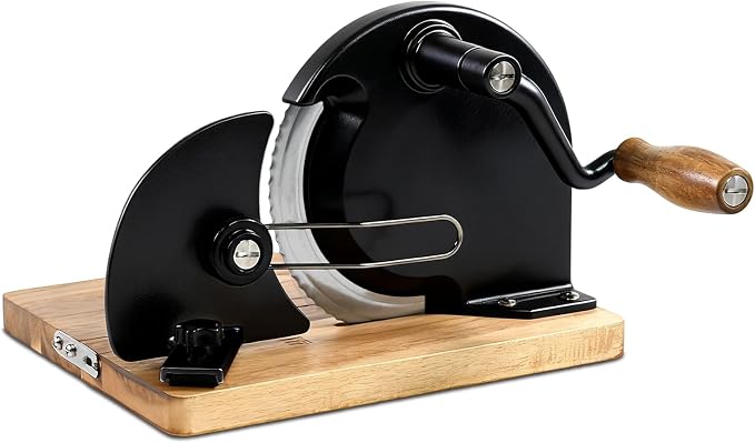 Upgraded Foldable Manual Bread Slicer,Manual Bread Slicer with Hand Crank,Adjustable Thickness,Equipped with Stainless Steel Blades,Non-Slip Base,Graduation Lines