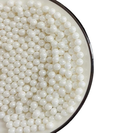 Homankit White Pearl Sprinkles Edible Pearls for Cake Decorating, 7mm 120g/4.23OZ Sugar Pearl Cake Decorations for Baking Cookie Cupcake Toppers Ice Cream Toppings Birthday Wedding Supplies
