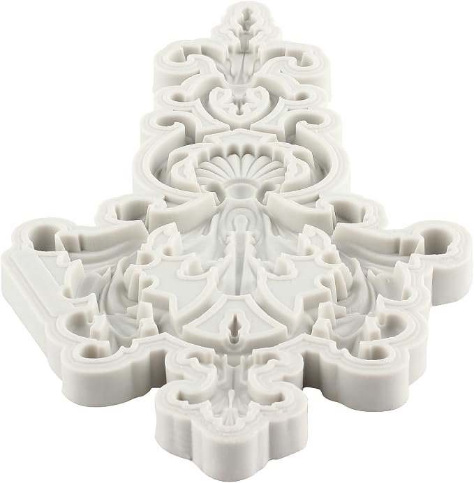 Baroque Fondant Molds Curlicues Scroll Lace Silicone Mold Relief Flower Mold 3D Sculpted For Sugar Cake Decorating Cupcake Topper Candy Chocolate Gum Paste Polymer Clay