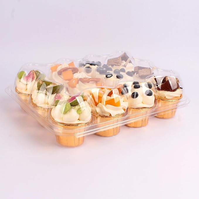 24 Count Cupcake Containers with Tall Dome Lids, 20 Pack Clear Plastic Stackable Cupcake Boxes, Detachable Covers for Frosted Cupcakes, Standard Size Cupcake Carrier for Parties, Bake Sales, Events