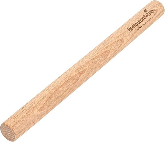 Restaurantware Wood Rolling Pin 1 Count 12 Inches Beech Wood Baking Tool, Dough Roller Handle-Less Pastry Rolling Pin Dowel Design Beige for Professional or Home Bakers