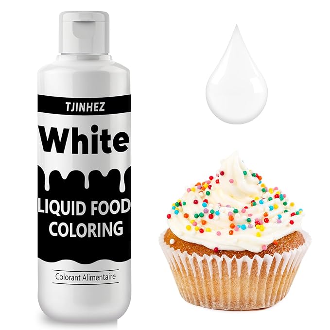 Food Coloring Liquid - Vibrant Concentrated Edible Food Dye for Baking, Cake Decorating & Icing - Tasteless Food Dye for Fondant, Easter Eggs, Macarons, Slime Coloring & DIY Crafts (White, 8 Fl.oz)