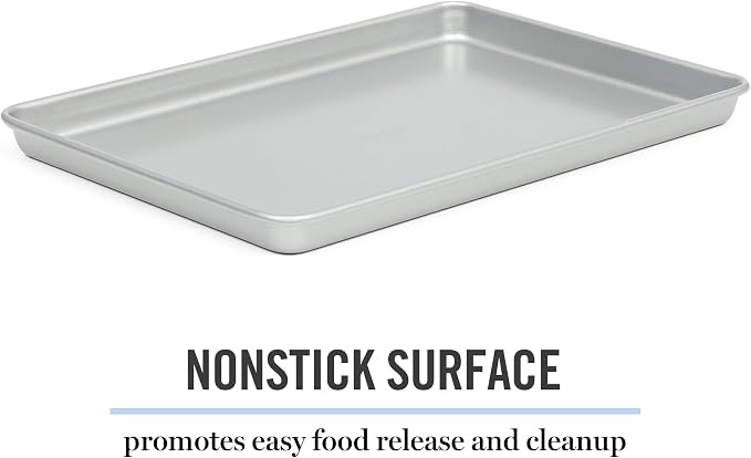 Martha Stewart Gallen 13 x 9 Inch Nonstick Carbon Steel Cookie Sheet - Silver Durable Baking Pan for Cookies, Brownies & Roasting