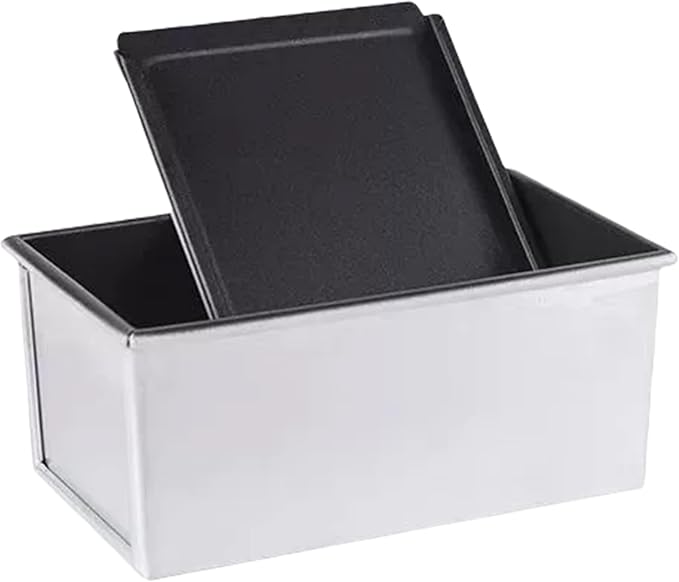 Shokupan Bread Pan 1.5 Loaf - Japanese Bread Pan, Pullman Bread Pan with Lid, Iron Aluminum Plated for Commercial Use, Durable Silver Mold