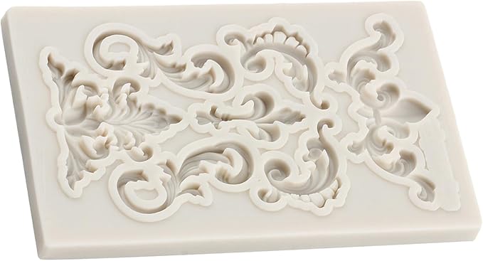 Baroque Fondant Molds, Silicone Border Chocolate Scroll Mold For Cake Decorating Cupcake Topper Candy Chocolate Gum Paste Polymer Clay Set Of 1