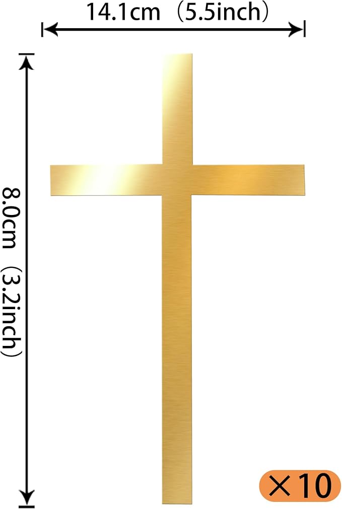Rsstarxi 10 Pack Acrylic Cross Cake Topper Christian Baptism God Bless Cake Pick for First Communion Theme Baby Shower Birthday Party Cake Decorations Supplies Gold