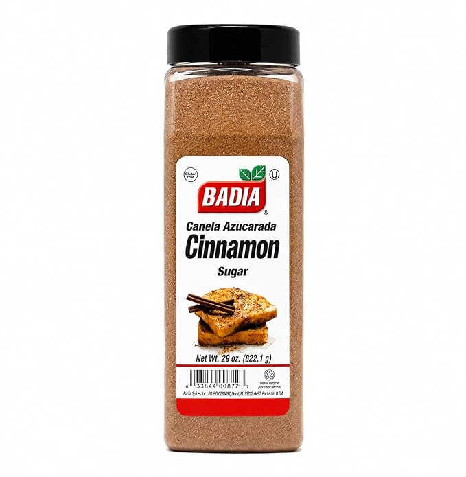 Badia Cinnamon Sugar, 29 oz – Sweet Blend of Cane Sugar and Ground Cinnamon, All Purpose Topping for Baking, Coffee, Desserts, Gluten Free