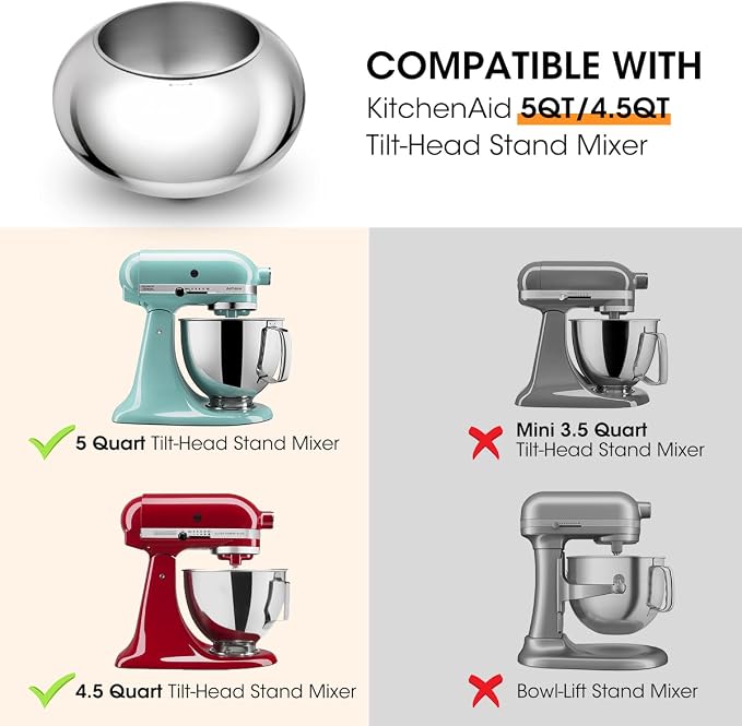 Aieve Snack Coater Compatible with KitchenAid Tilt-Head Stand Mixer, Chocolate Coating Attachment for Freeze-Dried Strawberries,Almonds,Pistachios & Nuts, Home & Commercial Use