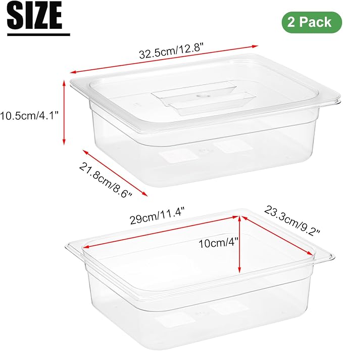 2 PCS Clear Pizza Dough Proofing Box with Lids, 12.8x9.2 Inch Dough Trays for Bread Making, Graduated Pizza Proofing Container Fits 4 Dough Balls for Home Kitchen, Restaurants, Chef(Small)