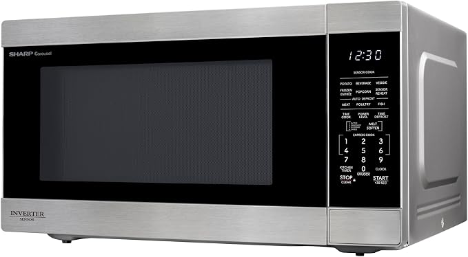 SHARP Countertop Microwave Oven with Removable 16.5" Carousel Turntable, 1200 Watt, 2.2 Cubic Feet, Stainless Steel