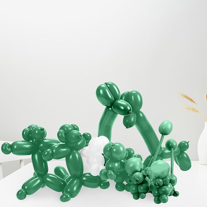 260 Balloons, 50pcs Dark Green Long Balloons for Arch, Animals Kit, Twisting