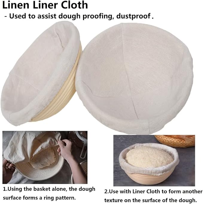 7 inches Round Banneton Basket for Bread Proofing, Dough Proofing Bowls with Removable Liner, Good for Home Sourdough Bakers Baking, 2 Pack
