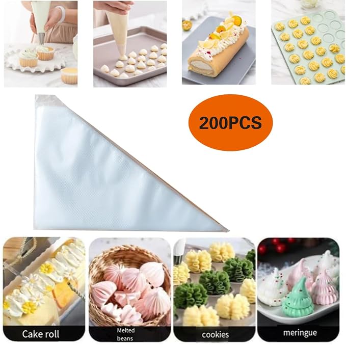 Piping Bags - 14 Inch Disposable Icing Bags, Disposable Decorating Bags for Frosting, Pastry Bags Disposable, Great for Cakes and Cookies Decoration (200 PCS)