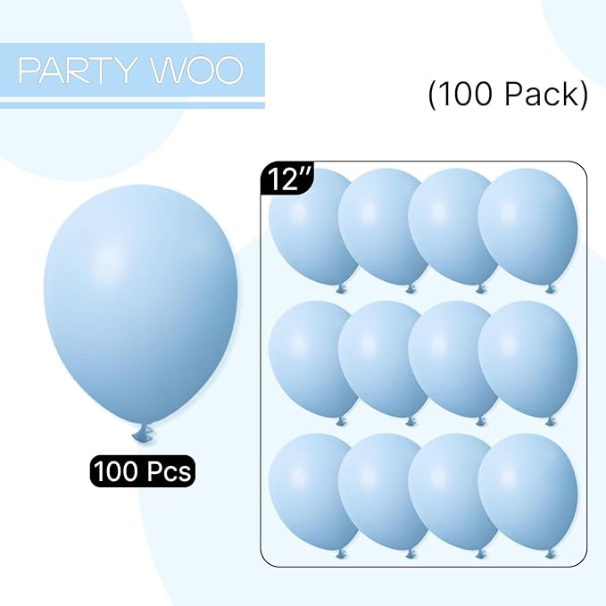 PartyWoo Blue Balloons 100pcs 12 Inch Latex Helium Balloons for Birthday Gender Reveal Wedding Anniversary Baby Shower Graduation Bachelorette Beach Dog Retirement Party Decorations Blue-Y4