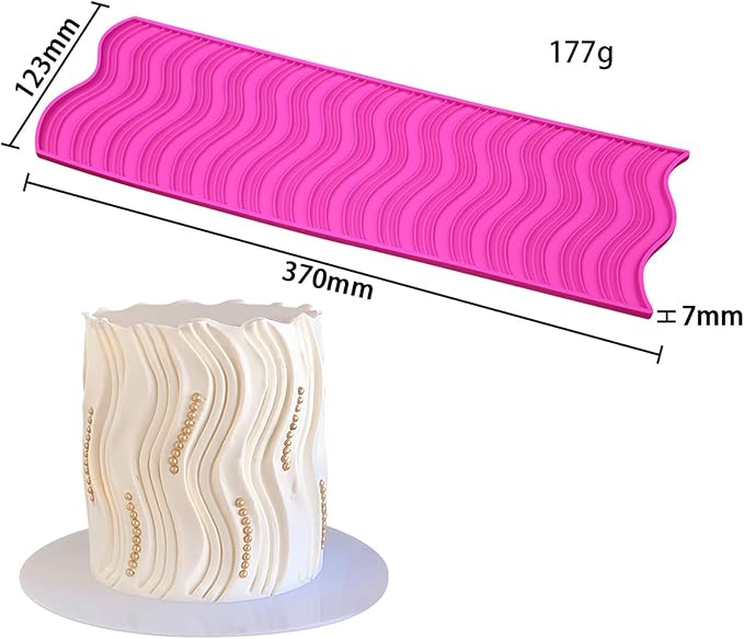 Silicone Texture Cake Wave Border Decor Embossing Mold, Sugarcraft Pastry Fondant Clay Mould Impression Embossed Mat Wedding Cake Decorating Tool DIY (Wave)