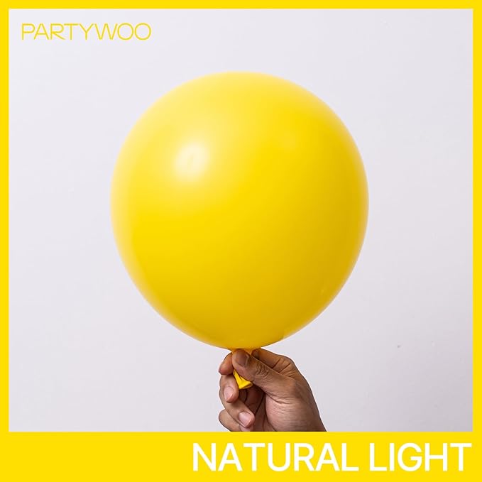 PartyWoo Yellow Balloons 100pcs Different Sizes of 18 12 10 5 Inch Matte Yellow Latex Balloon Arch Kit Garland for Easter Bee Baby Shower Sunflower Birthday Graduation Party Decorations Yellow-Y55