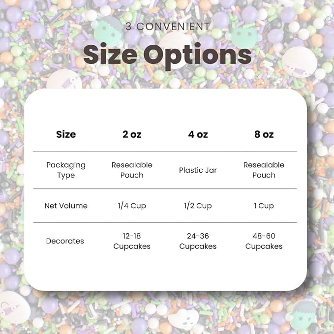 Sprinkle Pop Monster Mashup Sprinkle Mix| Orange Black White Lime Purple Sprinkles| Halloween Sprinkles with ~12 monster, ghosts, creepy eyeballs Made in USA for Decorating Cakes Cookies Cupcakes, 4oz