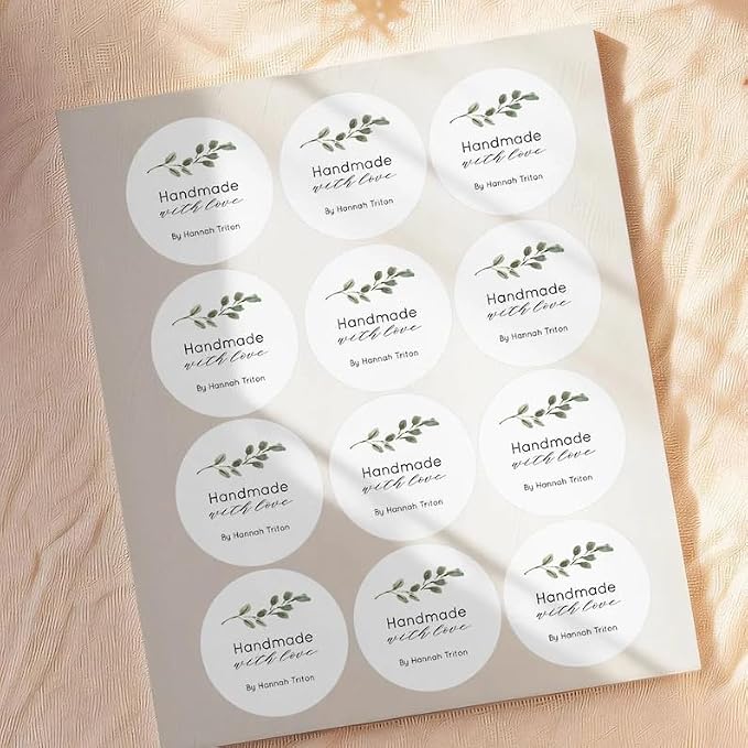 400 Pack Custom Handmade/Homemade with Love Label Stickers|Personalize Business Logo Labels|1.5/2inch Round Personalized Labels in Various Designs for Crafts,Baking,Gifts and Small Business