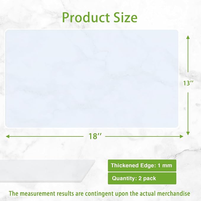 Small Silicone Mats for Kitchen Counter: 13” x 18” (1MM) Clear Non-slip Countertop Protector Liner - Non-Stick Heat Resistant Baking Mat For Pastry Translucent (2/Pack)