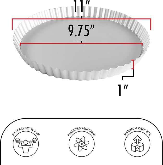Fat Daddio's PFT-11 Round Fluted Tart Pan, 11 x 1 Inch