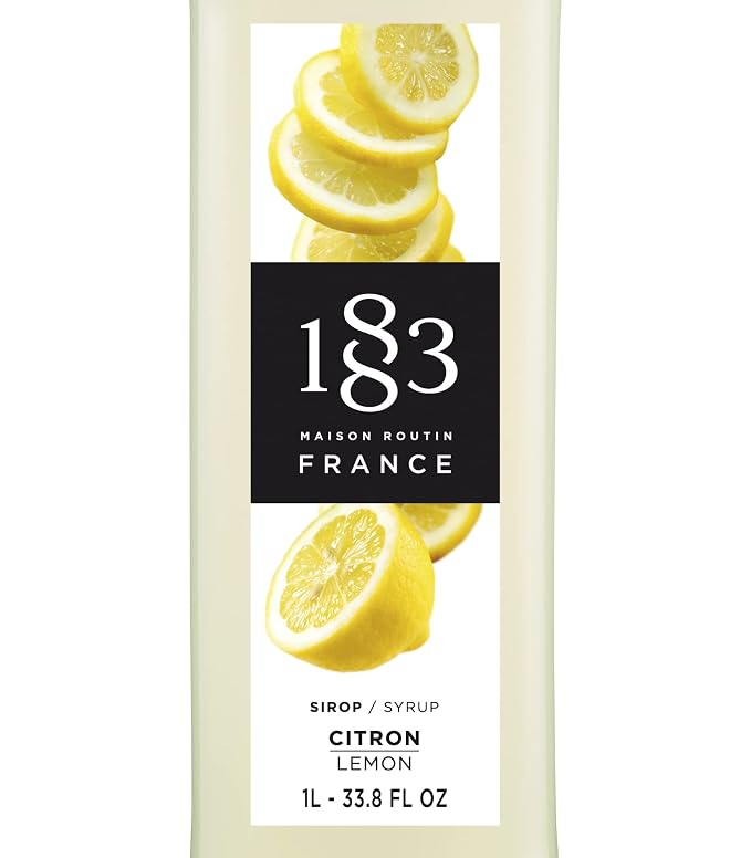 1883 Lemon Syrup for Drinks, Made in France, 1 Liter Glass Bottle