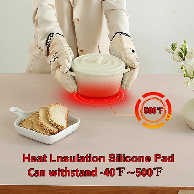 Silicone Mat - Non-Stick, Reusable & Heat Resistant Up to 500°F, Fits Resin Crafts, Dishwasher Safe for Baking, Cookies, Pastry (36” x 24”)