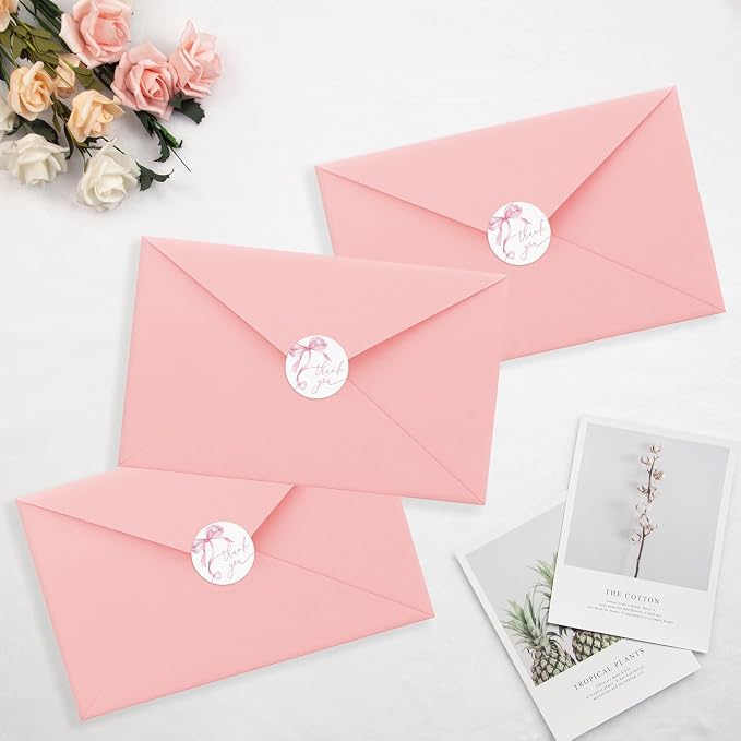 1000pcs Pink Thank You Stickers, 1.5 Inch Bow Thank You Stickers, Self-Adhesive Thank You Sticker for Small Business Packaging Envelopes Wedding Gift Wraps (Pink-2pcs)