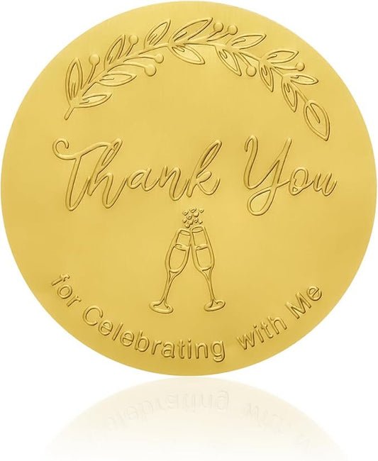 120 PCS Thank You for Celebrating with Me Stickers – 2 Inch Metallic Foil Favor Labels for Weddings, Birthdays, Graduation Parties, Gift Bags