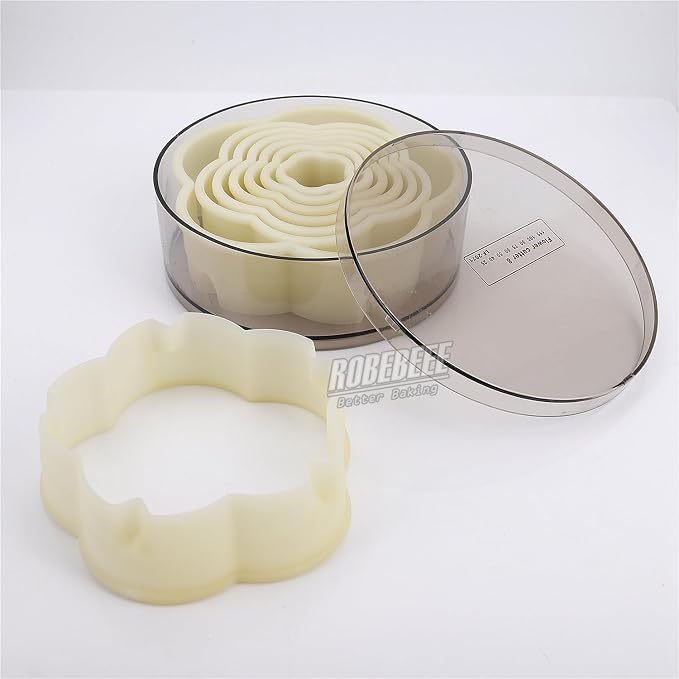 Multi-Shape Nylon Cookie Molds Round Square Star Plastic Geometry Biscuit Cutter Dough Mousse Bread Slicer DIY Bakery Utensils (Cherry Blossom)