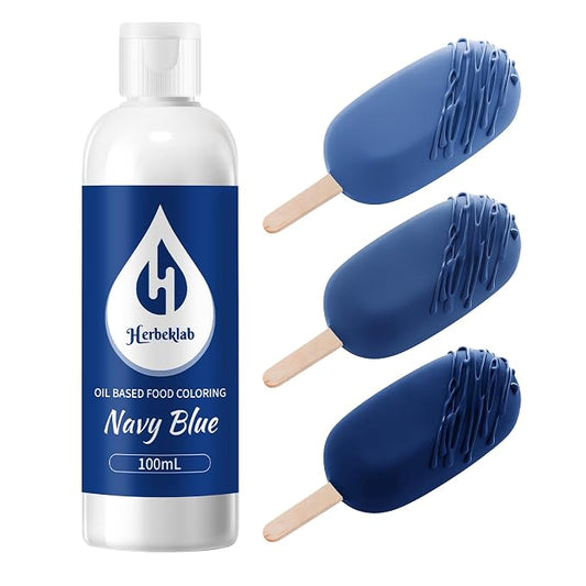 Navy Blue Oil Based Food Coloring for Chocolate – Herbeklab 100ml Professional Concentrated Oil Food Dye for Candy Melts, Chocolate, Cake Pops, Strawberries & Baking