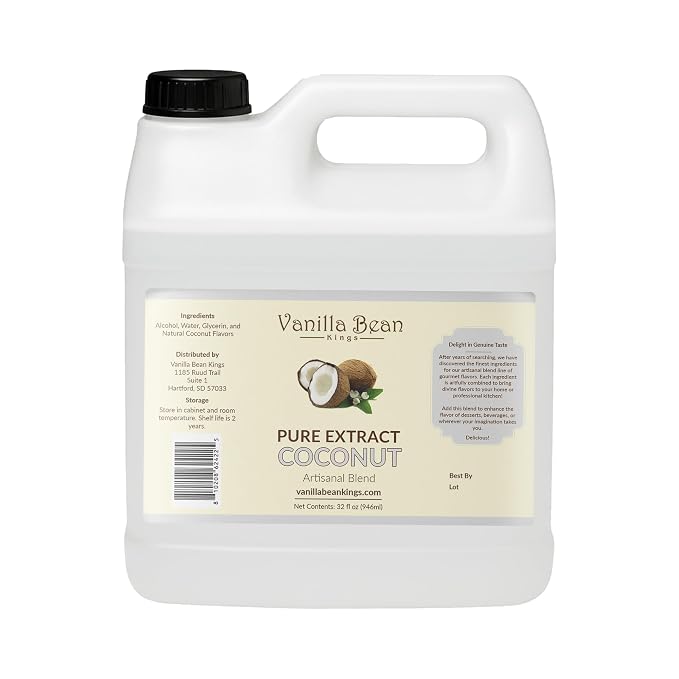 Pure Coconut Flavor for Baking and Flavoring - Premium Quality Natural Flavors for Baked Goods, Desserts, & Cooking - 32 FL OZ