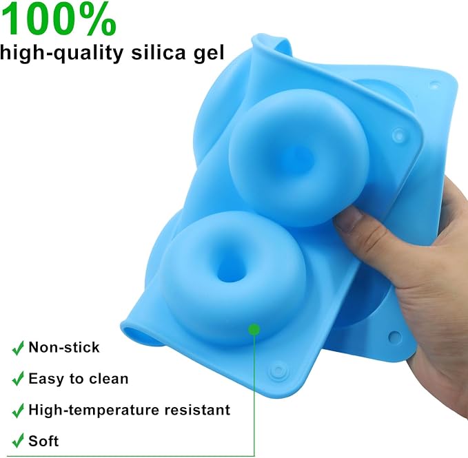 Non-Stick Doughnut Pan Set of 3 - Flexible Silica gel Baking Molds for Perfect Donuts, Cakes & Bagels, Dishwasher Safe, Just Pop Out for Easy Release, BPA-Free & Odorless（Round styles
