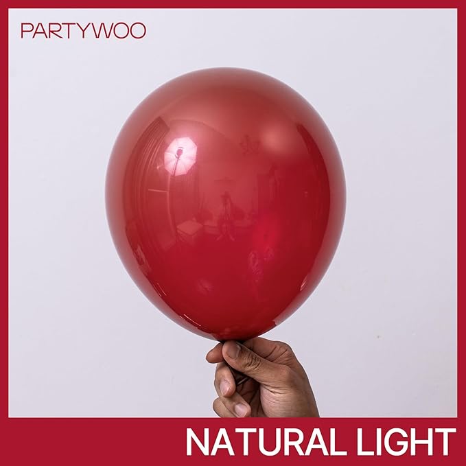 PartyWoo Burgundy Balloons 100 pcs Different Sizes of 18 12 10 5 Inch Dark Chestnut Red Maroon Balloon Arch Kit Garland for Birthday Graduation Anniversary Cherry Casino Party Decorations Red-Y62