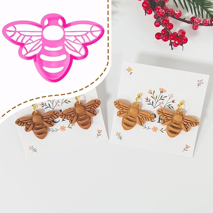 Xaekicr Bee Shape Polymer Clay Cutters Set – Clay Earring Cutters for Handmade Earrings, Clay Tools and Polymer Clay Molds for Jewelry Making