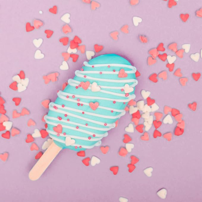 Valentines Sprinkles for Baking, Pink, Red and White Heart Sprinkles for Valentines Cake Cookies Cupcake Decorating