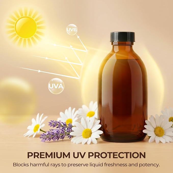 99 Pack 4oz Vanilla Extract Bottles with Caps and Labels | Bulk Boston Round Amber Glass Bottles for Wedding Favors, Homemade Gifts, Essential Oils & Potions - Airtight & Leakproof
