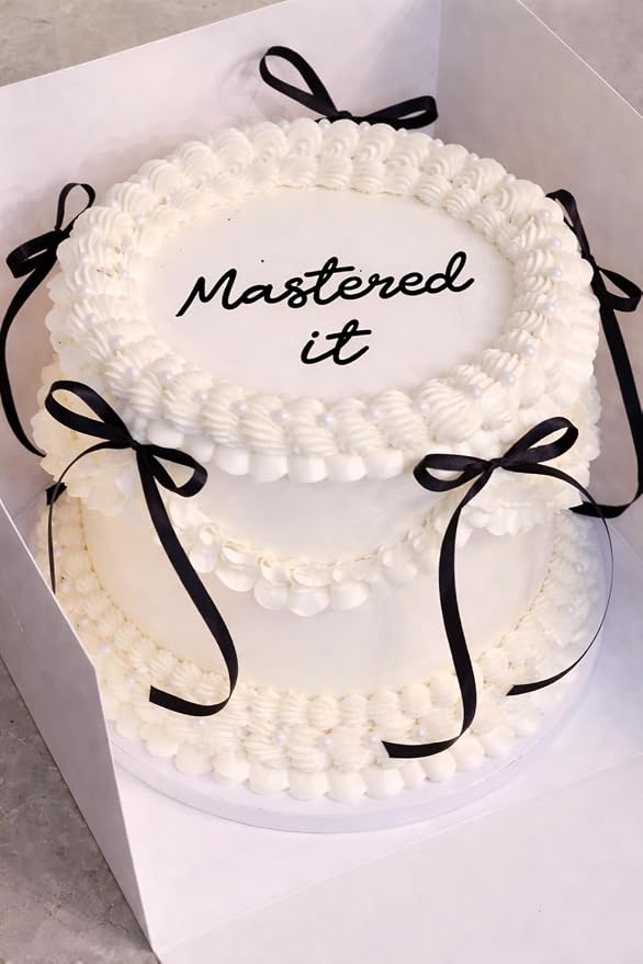 Mastered It Cake Topper 2026, Graduation Cake Decoration for Self Celebration, I Did It Grad Cake Topper, Black Acrylic Flat Topper Party Photoshoot (mastered it)
