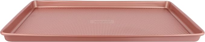 David Burke 17x11 Cookie Sheet – Carbon Steel, PFTE & PFOA Free, Oven Safe, Non-Toxic, Perfect for Baking and Roasting – Rose Gold