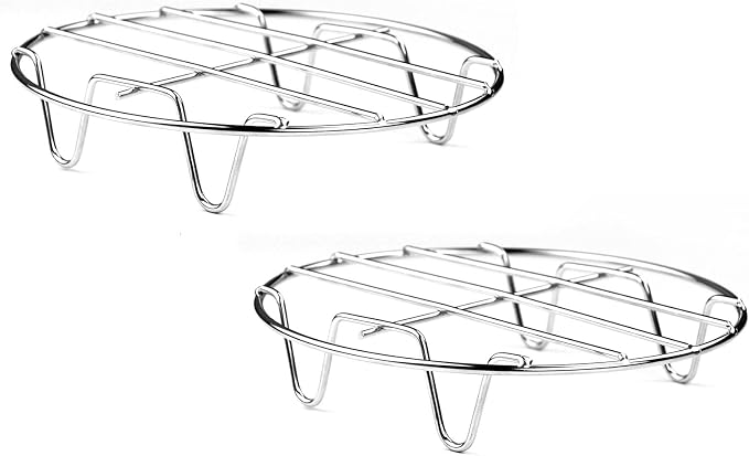 2 Pcs Steaming Rack, 7.8 Inch Round Shape Stainless Steel Steamer for Roasting Cooking, Cooling and Steaming in Kitchen and Outdoors (silver, 7.8 Inch)