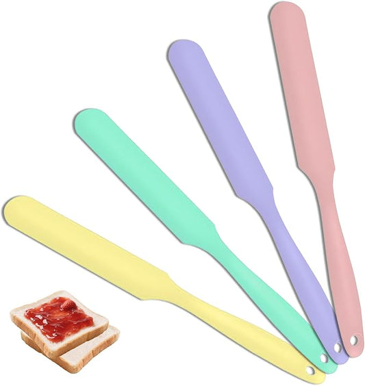4Pcs Jar Spatula Silicone Long Scraper, Food-grade Cream Spatulas, Heat-Resistant Jam Spreader for Scraping Kitchen Baking Mixing Cake Butter