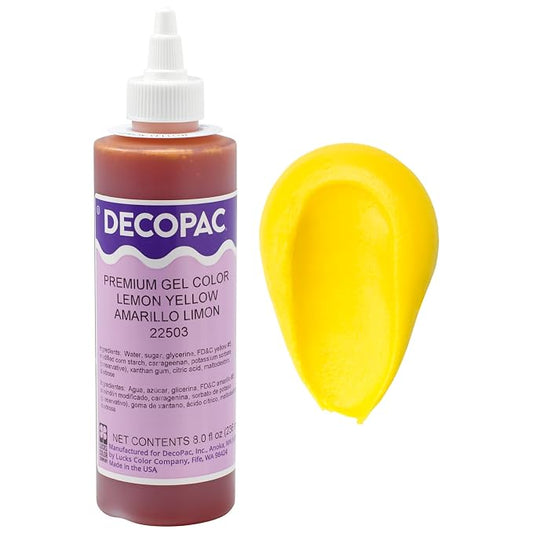 DecoPac Premium Gel Food Coloring | Lemon Yellow Food Coloring For Baking | 8oz | Color Buttercream, Fondant, Frosting & Piping Gel, Food Safe, Highly Concentrated Gel, 8 oz - Lemon Yellow