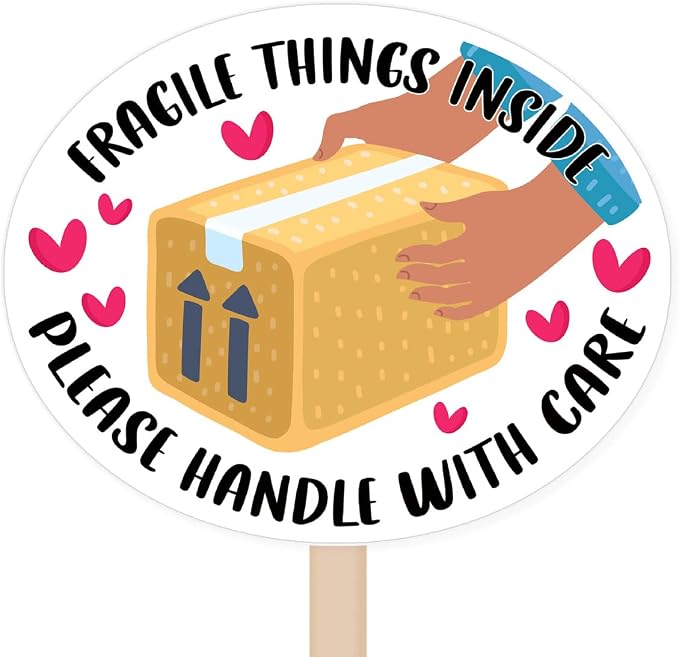Fragile Things Inside Please Handle with Care Stickers,Gift Box Shipping Fragile Stickers,Boutique Packaging Warning Sticky Tabs for Shipping and Packing 400 PCS