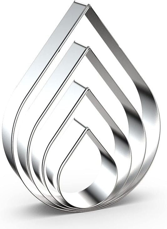 Teardrop/Raindrops Cookie Cutter Set Large - 5 Inch, 4 Inch, 3 Inch, 2 Inch -Water Drops Rose Flower Petal Cookie Cutters Molds - Stainless Steel