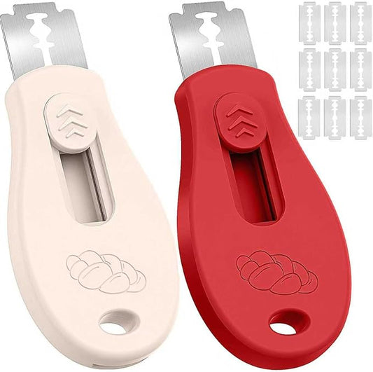 Bread Lame Sourdough Scoring Tool, Extractable & Magnetic Bread Scoring Tool, Scoring Knife for Bread Baking, Bread Razor for Homemade Bread, Sourdough Scorer Tool, Includes 5 Razor Blades-Beige+Red