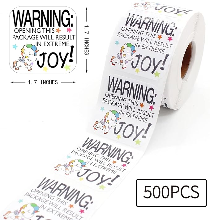 Littlefa Warning Opening Stickers, Opening This Package Result in Extreme Joy Stickers for Packaging Shipping Funny Small Business Labels 500 PCS