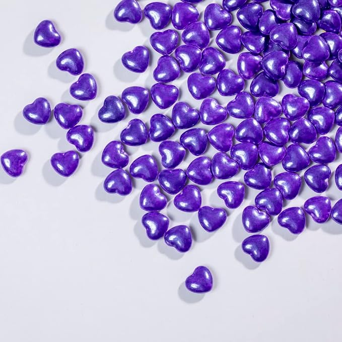 Purple Sprinkles Heart-shaped Cake Sprinkles 130g 4.6OZ,Cookie Sprinkles for cake decoration,Sugar Pearl, Edible Candy Pearls for Cake Cupcake Decorationg (Purple)