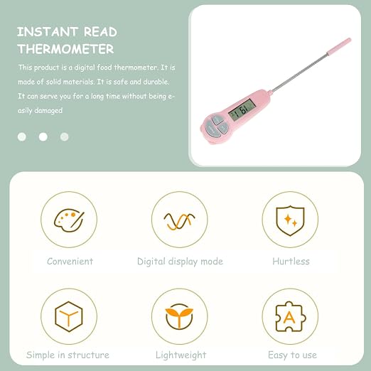 Digital Meat Thermometer Cooking Instant Read Temp Probe 30℃~300℃ Read Digital Cooking Candle Liquid Making for Oil Deep Fry Oven