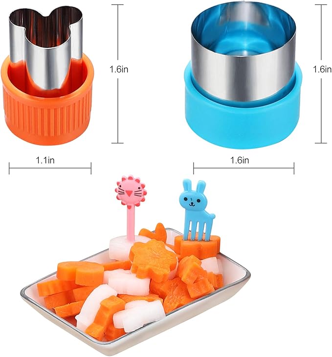 Vegetable Cutter Shapes Set, 24pcs, Mini Cookie Cutters Set Fruit Cookie Pastry Stamps Mold with 20pcs Food Picks and Forks -for Kids Baking and Food Supplement Tool Accessories