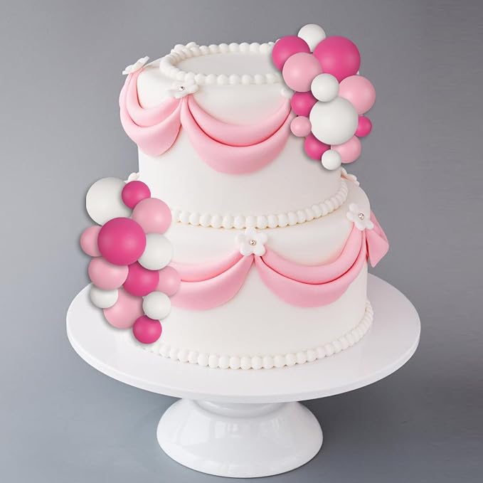30 PCS Balls Cake Topper DIY Cake Insert Toppers Ball Cake Picks Cupcake Topper for Birthday Party Baby Shower Wedding Cake Decoration(Pink White Hot Pink)
